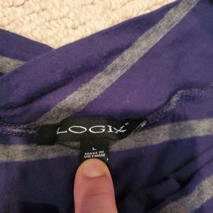 Logix blue grey cowl neck top L